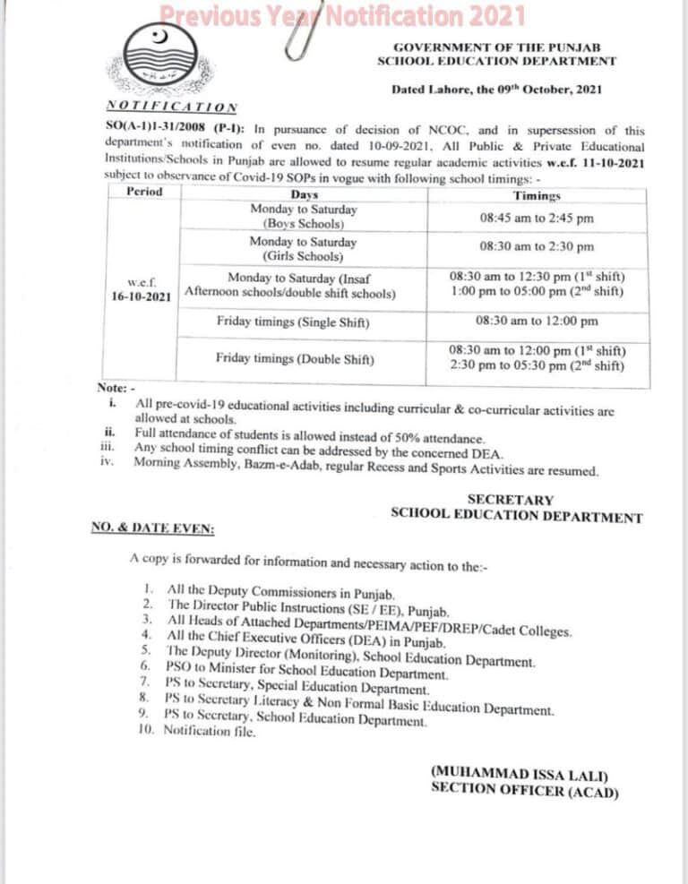 New School Timings In Punjab 2022 For Winter From October 2022