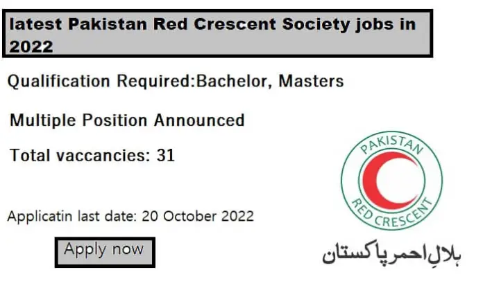 Pakistan Red Crescent Jobs 2022 | Prcs Latest Jobs 2022