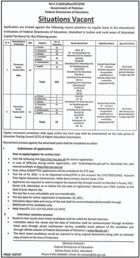 Federal Directorate Of Education Fed Teaching Jobs