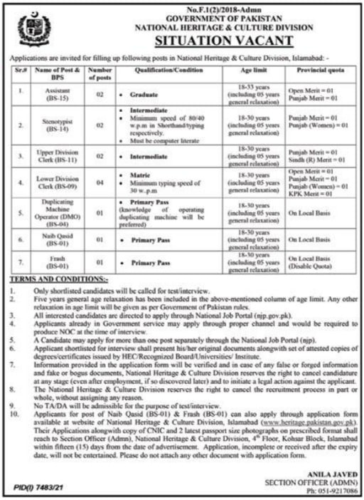 National Heritage And Culture Division Jobs 2022 