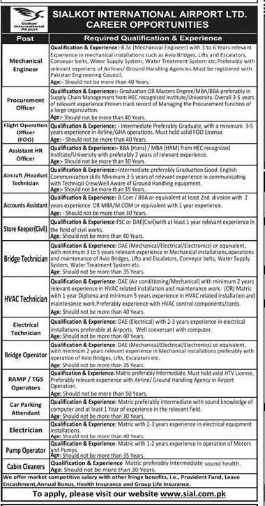 Sialkot International Airport Limited Jobs 2022