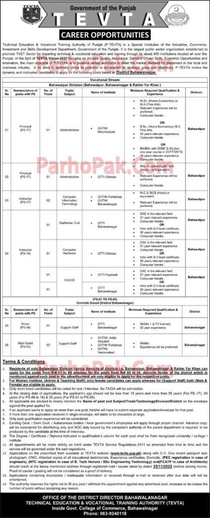 Tevta Jobs October 2022 Advertisement No 3