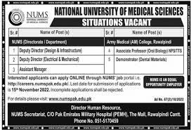 National University Of Medical Sciences Nums Jobs 2022