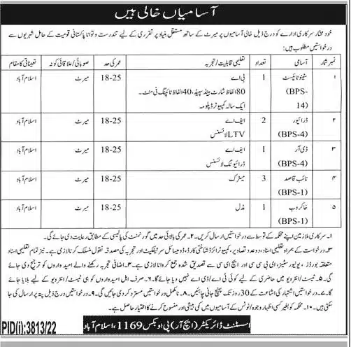 Official Advertisement Of Public Sector Organization Jobs 2022 In Islamabad | Federal Govt Jobs: