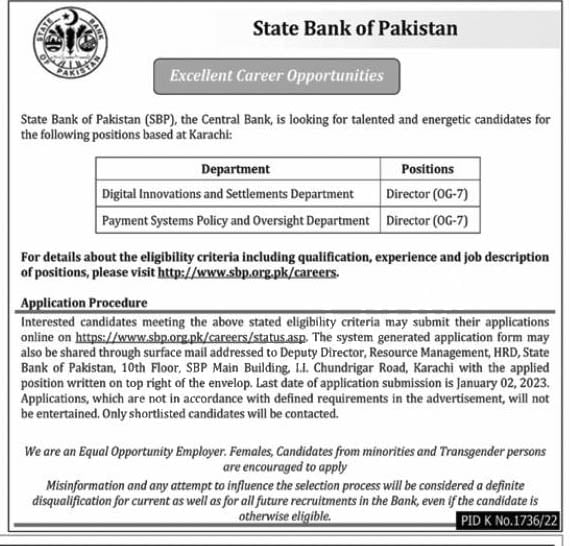 Latest State Bank Of Pakistan Jobs 2022-2023 