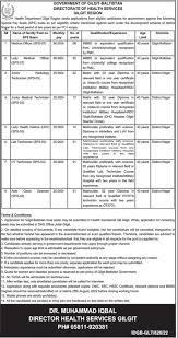 Health Department Gilgit Baltistan Jobs 2022