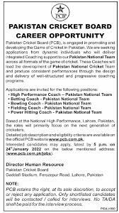 Pakistan Cricket Board Jobs December Jobs 2022