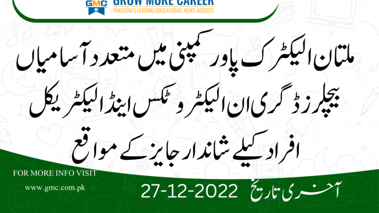 Multan Electric Power Company Limited Mepco Wapda Jobs 2022