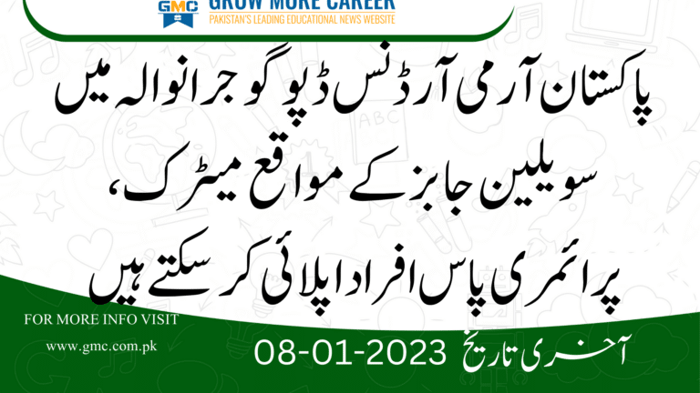 Gujranwala Cantt Civilian Jobs 2023