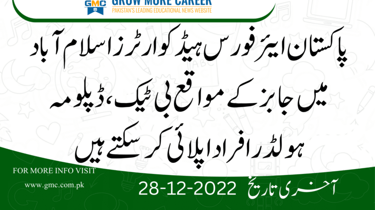 Directorate Of Housing Air Headquarters Islamabad Jobs 2022