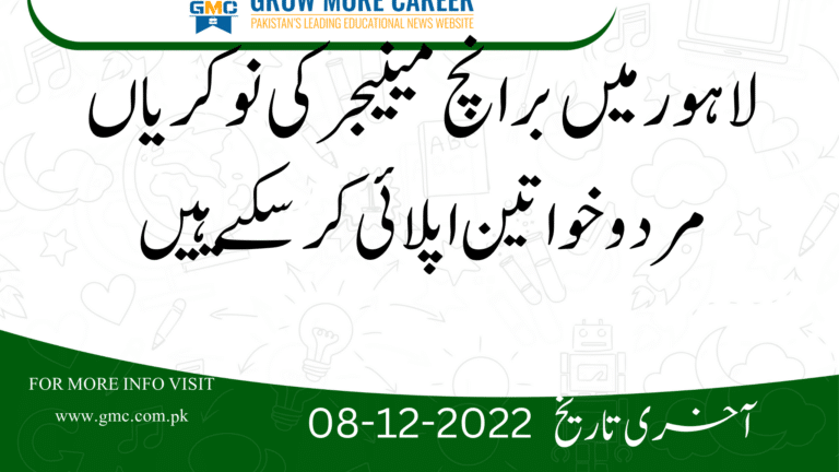 Branch Manager Jobs In Lahore December 2022