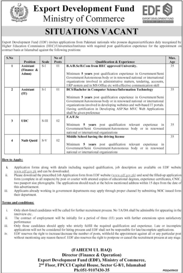 Ministry Of Commerce Jobs 2023 At Export Development Fund