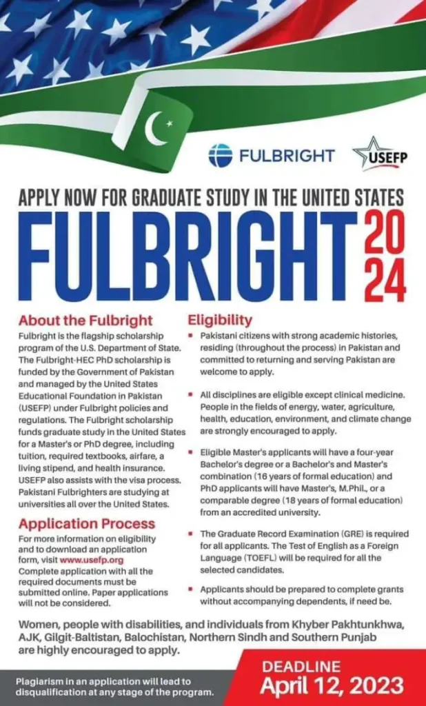 Fulbright Scholarship 2023-24 In United States Fully Funded