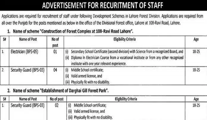 Lahore Forest Division Jobs 2023 Jobs In Lahore