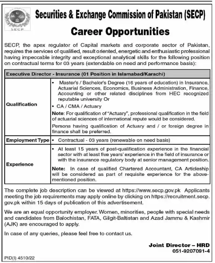 Securities And Exchange Commission Of Pakistan Jobs