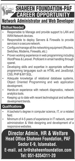 Shaheen Foundation Jobs In Islamabad February 2023