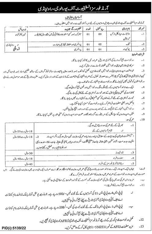Official Advertisement Of Armed Forces Institute Of Urology Civilian Jobs 2023 In Rawalpindi:
