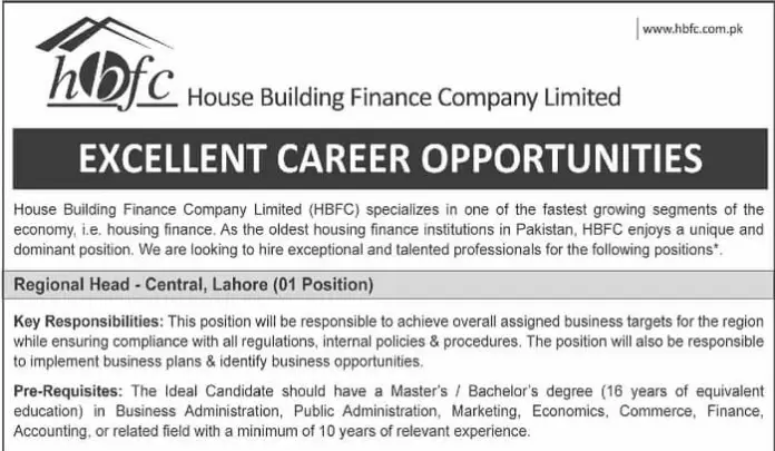 Hbfc Jobs House Building Finance Company Limited Jobs 2023 In Pakistan