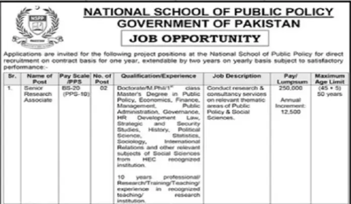National School Of Public Policy Jobs 2023 In Lahore
