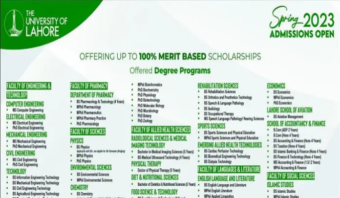 University Of Lahore Uol Spring Admissions 2023