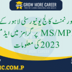 Government College University Ms / M Phil Spring Admissions 2023 In Lahore
