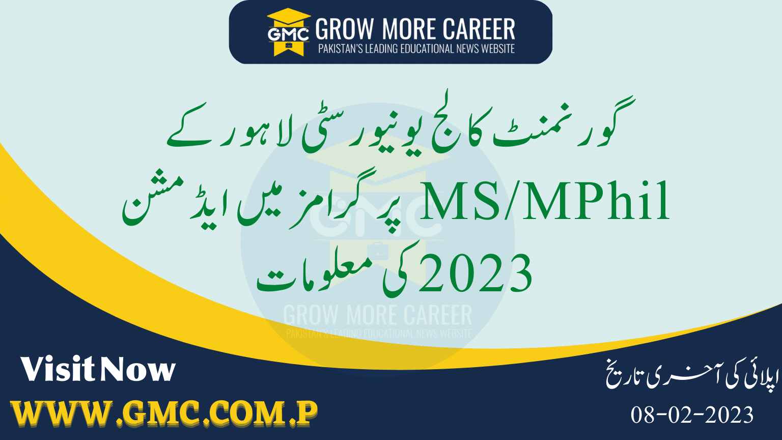 Government College University MS / M Phil Spring Admissions 2023 in Lahore