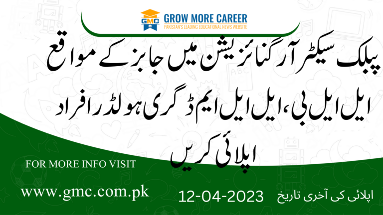 Public Sector Organization Peshawar Jobs 2023 Po Box 780