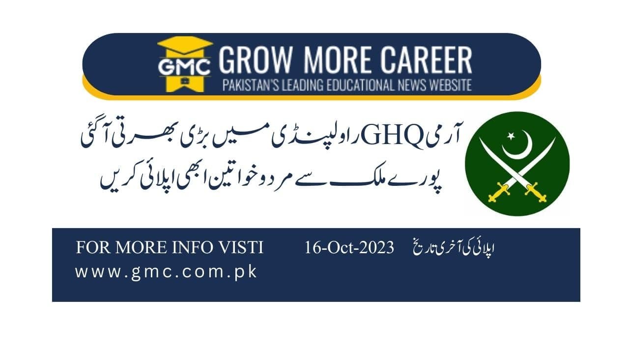 Apply for GHQ Jobs 2023, Rawalpindi GHQ Jobs