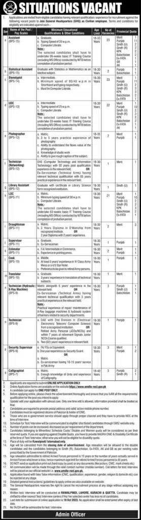 Aspiring Civilians Join Pak Army - Ghq Jobs 2023 - Exciting Opportunities In Rawalpindi Jobs