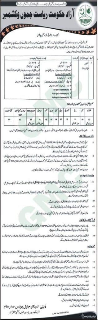 AJK Police Jobs Advertisement Form