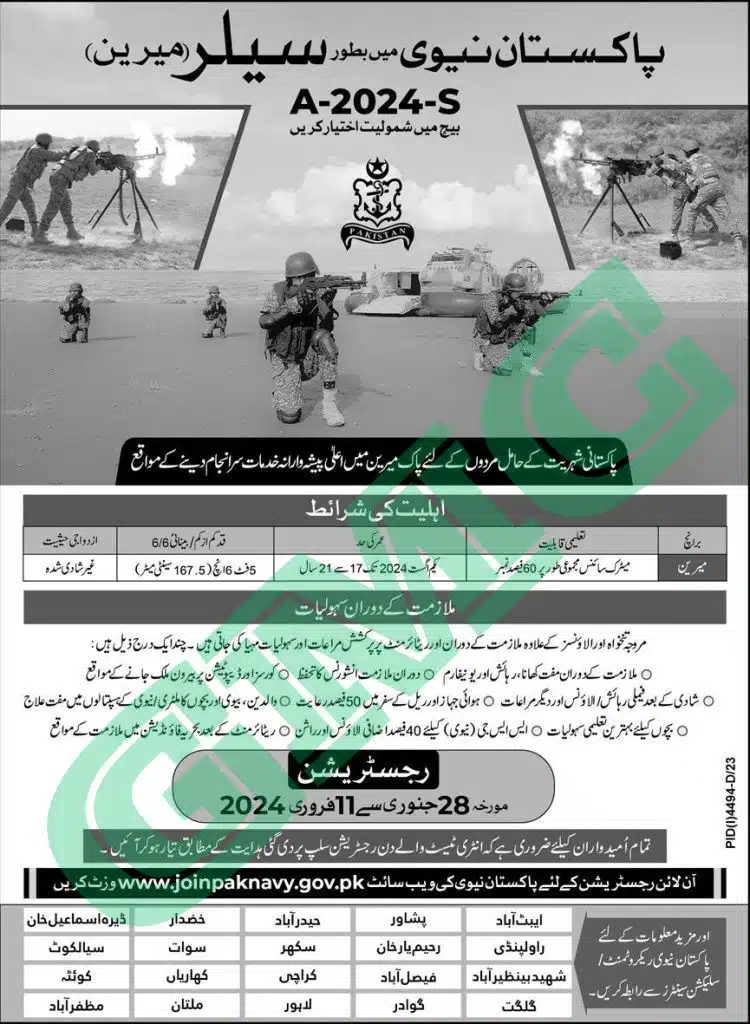 Advertisement Pak Navy Sailor Jobs 2024