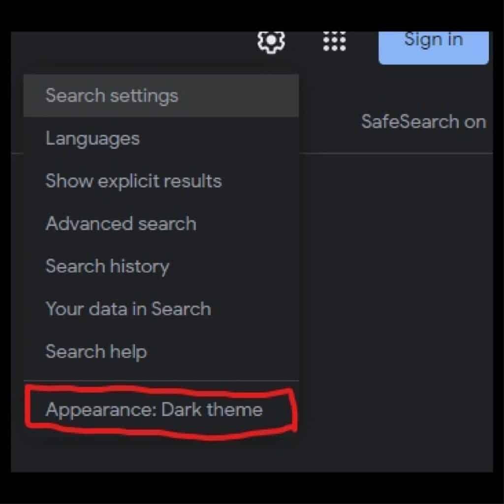 Turn On Google Search Dark Theme