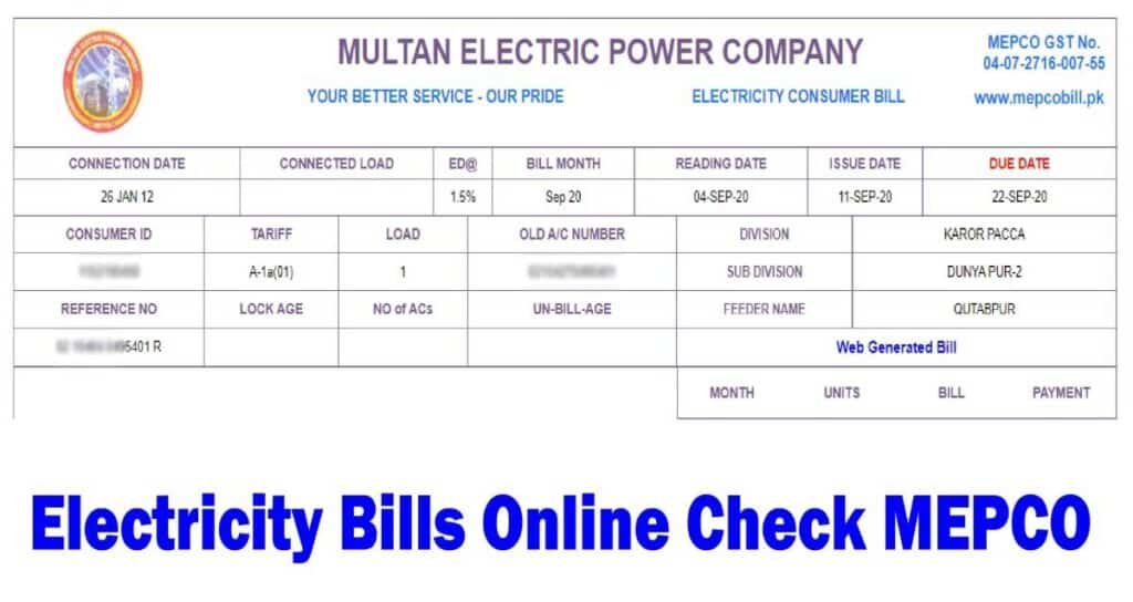 Electricity Bills Online Check Mepco