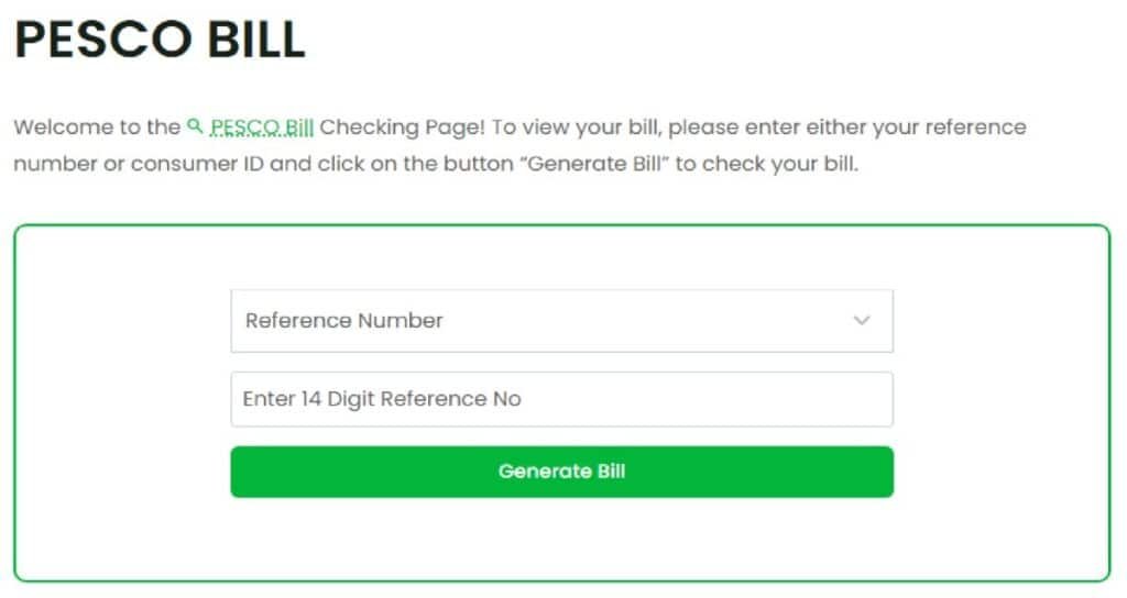 Electricity Bills Online Check Pesco