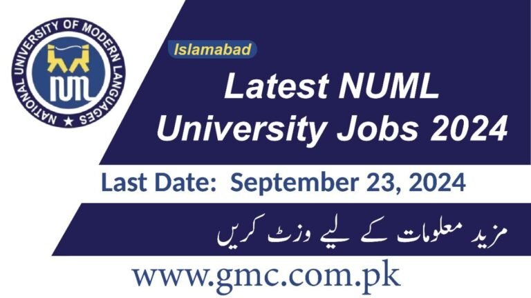 Latest Numl University Jobs 2024 In Islamabad