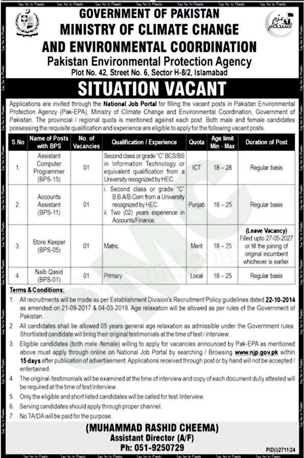 Ministry of Climate Change Jobs in Islamabad 2024 Advertisement