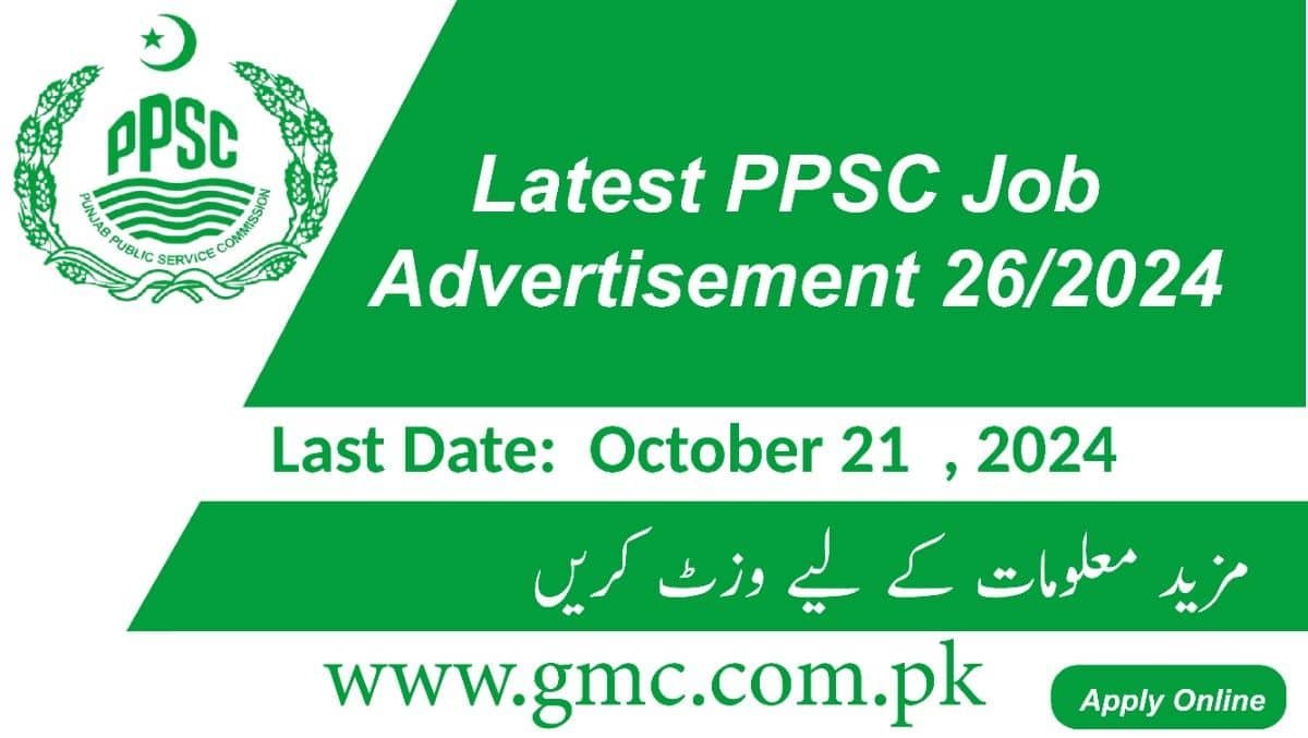 Latest PPSC Job Advertisement 26/2024 Apply Online