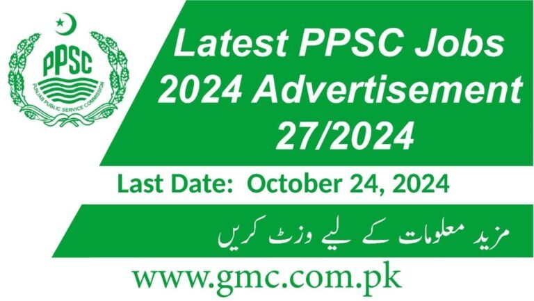 Latest Ppsc Jobs 2024 Advertisement 27/2024