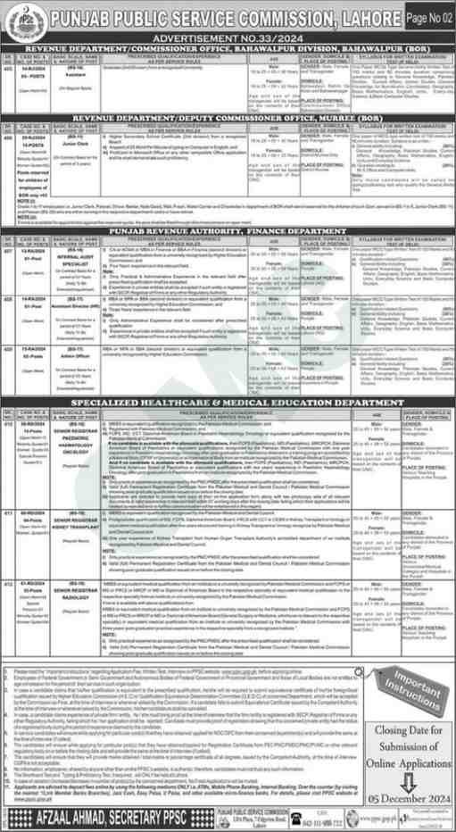 Advertisement Form PPSC Jobs 